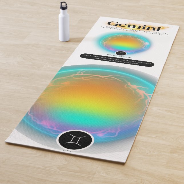 Tapete De Yoga Símbolo Zodiac Moderno Gemini Cita Elemento Ar (In Situ)
