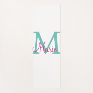 Tapete De Yoga simple minimal add name monogram green pink blue t