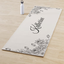 Simples Nome em Roteiro Floral Moderno Creme Lótus