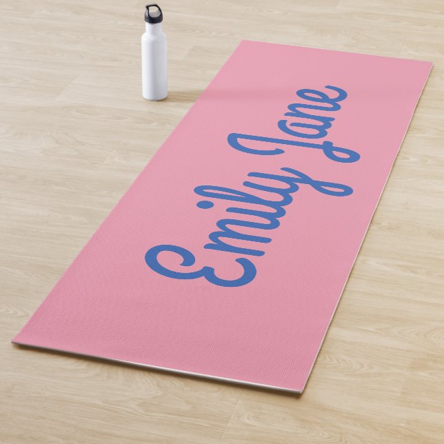 Tapete De Yoga Simples Personalizado Azul e Rosa Fofo (In Situ)