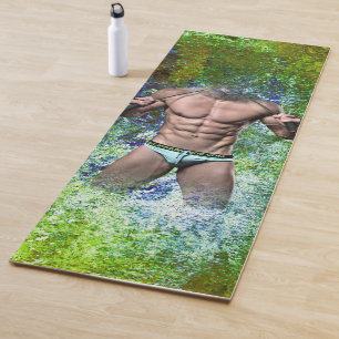 Tapete De Yoga SlipperyJoe's homem adulto altamente musculoso sem