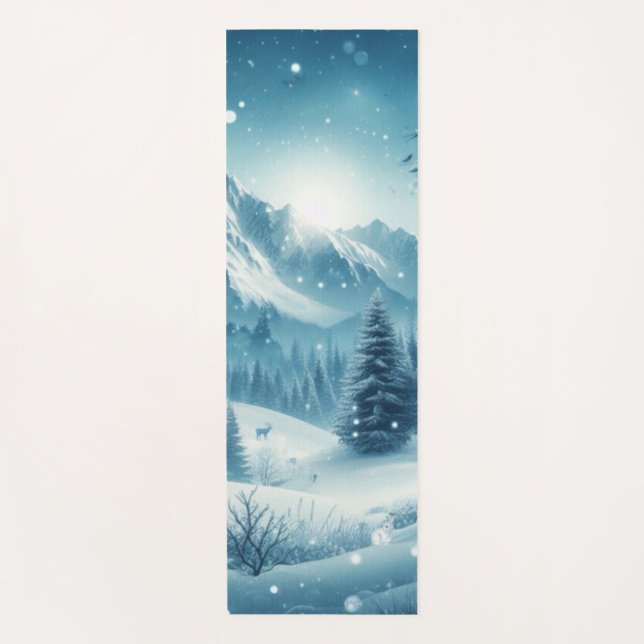 Tapete De Yoga Snowy Winter Mountain (Frente)