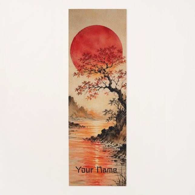 Tapete De Yoga Sol crimson sobre a Árvore da Vida (Frente)