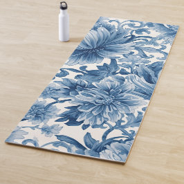 Tapete De Yoga Sonhos Azuis | Chinoiserie Floral em Aquarela