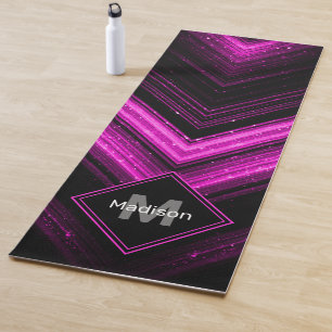 Tapete De Yoga Sparkly metallic hot pink magenta chevron Monogram