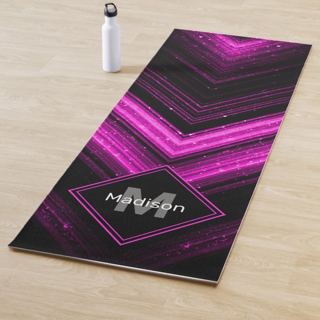 Tapete De Yoga Sparkly metallic hot pink magenta chevron Monogram (In Situ)