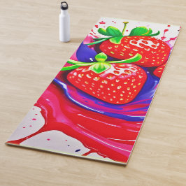 Tapete De Yoga Splash de Morango Vibrante