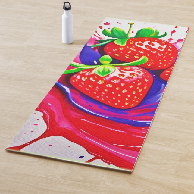 Tapete De Yoga Splash de Morango Vibrante (In Situ)
