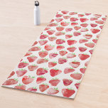 Tapete De Yoga Strawberry Watercolor<br><div class="desc">Padrão de aquarela de morango doce em vermelho, rosa e branco. Arte original de Nic Squirrell.</div>