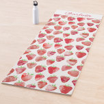 Tapete De Yoga Strawberry Watercolor Personalizada<br><div class="desc">Padrão de aquarela de morango doce em vermelho,  rosa e branco. Arte original de Nic Squirrell. Altere o nome para personalizar.</div>