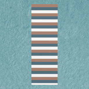 Tapete De Yoga Stripe Padrão de Teal Marrom Branco