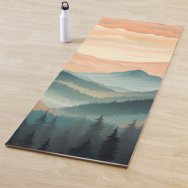 Tapete De Yoga Stunning Mountain Tree Sunset Pattern, Poster Art (In Situ)