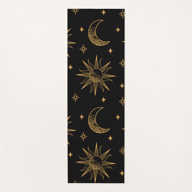 Tapete De Yoga Sun,  moon  and stars- celestial  (Frente)