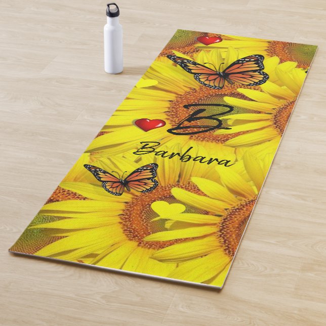 Tapete De Yoga Sunflower Bumblebee Butterfly Yoga Mat (In Situ)