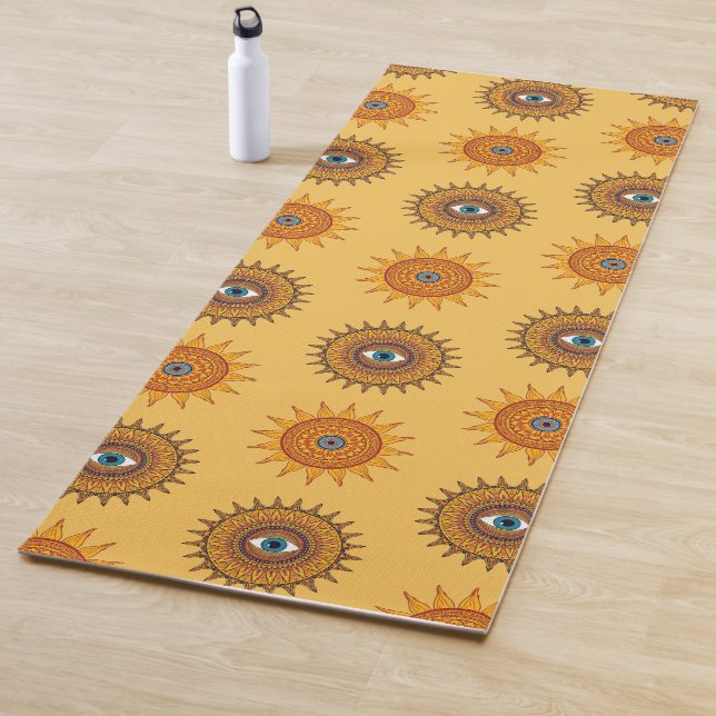 Tapete De Yoga Sunflower Yellow Mandala - Third Eye Graphic Print (In Situ)