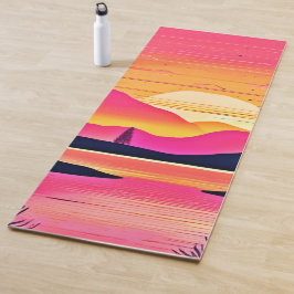 Tapete De Yoga Sunset Dourado Sobre Arte Rosa