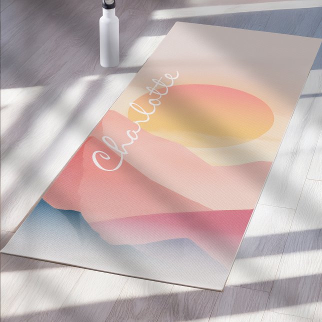 Tapete De Yoga Sunset Mountain Custom Yoga Mat Soft Pastel Land  (Criador carregado)