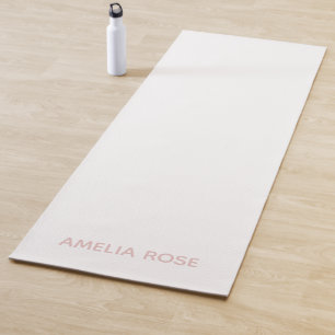 Tapete De Yoga Sutil Rosa Bege Personalizado em Branco