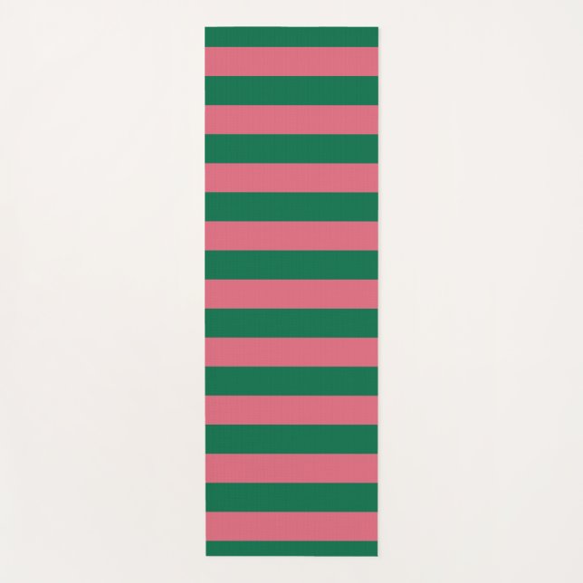Tapete De Yoga Sweetheart Pickle Green Stripe Rosa (Frente)