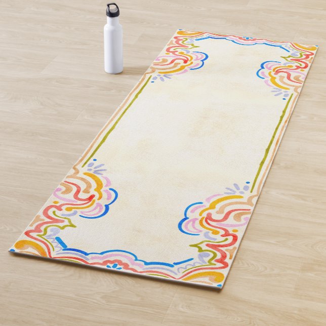 Tapete De Yoga Swirly Scroll Watercolor Brush strokes (In Situ)