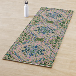 Tapete De Yoga Tapeçaria Vintage Esmeralda Impressa