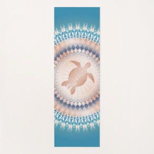 Tapete De Yoga Tartaruga rosa Dourada Turquoise Mandala