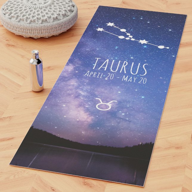 Tapete De Yoga Taurus | Astrologia Zodiaca Personalizada Yoga Mat (Criador carregado)