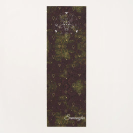 Tapete De Yoga Taurus Sinal Zodiac Oriental Purple Dourada Flor