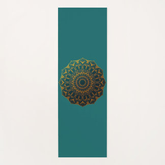 Tapete De Yoga Teal and Gold Mandala