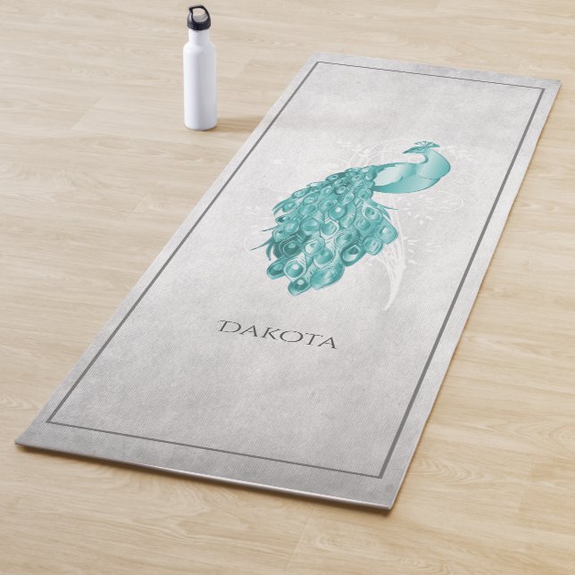 Tapete De Yoga Teal Elegante Peacock Yoga Mat (In Situ)