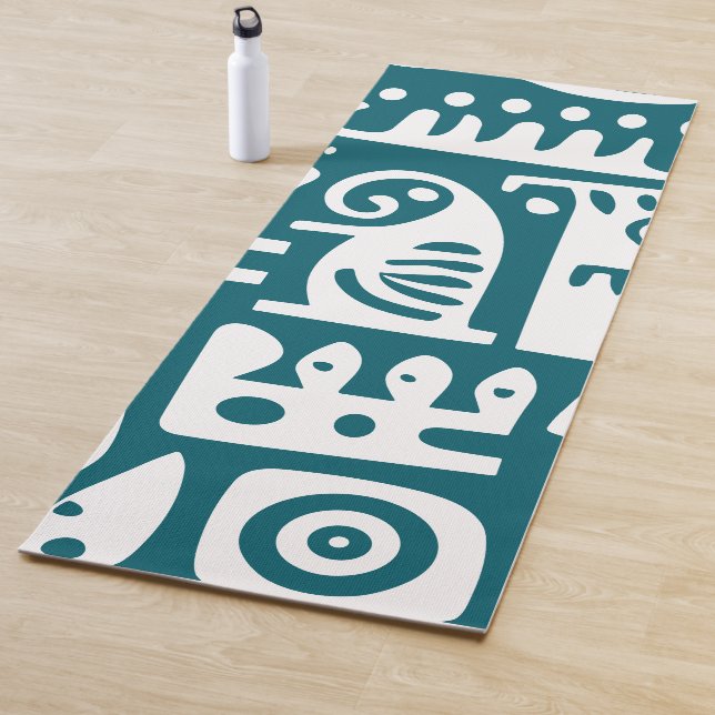 Tapete De Yoga Teal escuro e doodles brancos 1 de 4 (In Situ)