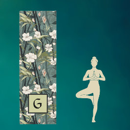 Tapete De Yoga Teal Green Chinoiserie Initial Tropical Floral