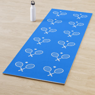 Tapete De Yoga Tênis Rackets Fundo Azul