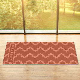 Tapete De Yoga Terracota Vermelho Moderno Minimalista Linhas Ondu