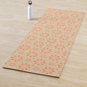 Tapete De Yoga Terracotta laranja e areia bege delicada margarida