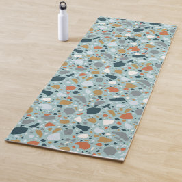 Tapete De Yoga Terrazzo Em Azul
