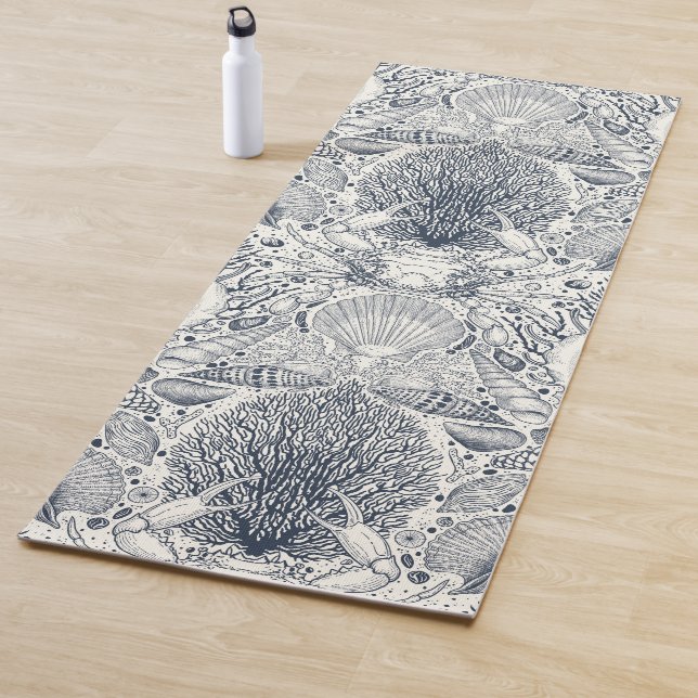 Tapete De Yoga Tesouros de praia, conchas marinhas, caranguejo, c (In Situ)