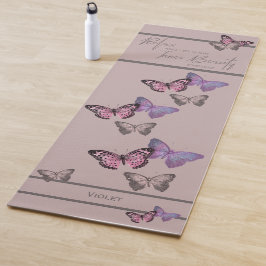 Tapete De Yoga Teste padrão chique da tipografia & de borboleta -