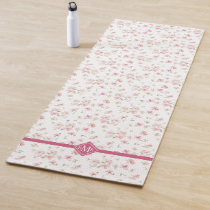 Tapete De Yoga Teste padrão de flor cor-de-rosa macio da aguarel