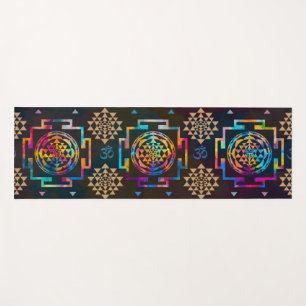 Tapete De Yoga Teste padrão de Sri Yantra - cor e ouro