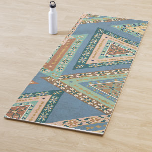 Tapete De Yoga Teste padrão indiano tribal azul exterior de Ge