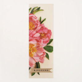 Tapete De Yoga Texto Personalizado Cor-de-Rosa Buquê Floral Kraft