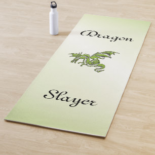 Tapete De Yoga Texto Personalizado da Camada de Dragão Verde