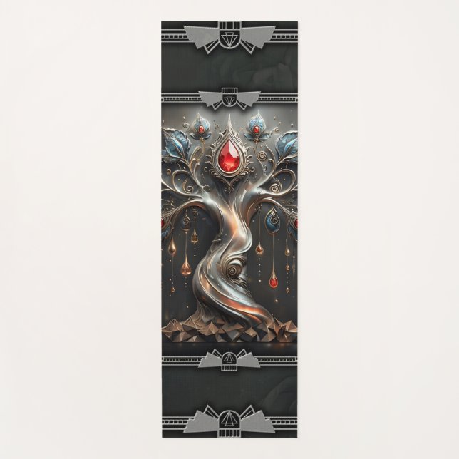 Tapete De Yoga  The Art Deco Tree of Life design.  (Frente)