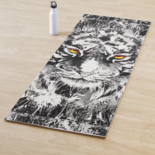 Tapete De Yoga Tiger Yoga Mat Tigre de desenho preto-e-branco