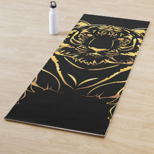 Tapete De Yoga Tigre preto com tiras de ouro