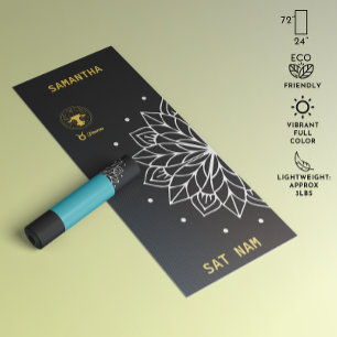 Tapete De Yoga Típica de Mandala Simples (preto e branco) Taurus