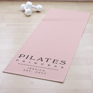 Tapete De Yoga Tipografia Simples Princesa do Pilates Rosa Person