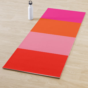 Tapete De Yoga Tiras cor-de-rosa-quente e laranja-claro