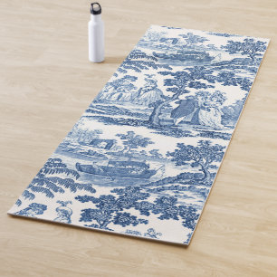 Tapete De Yoga Toile francês Elegante Blue e White Vintage